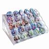 Badge Display Stand Acrylic, Tiered Transparent Collector Shelf for Pins & Anime Merchandise, Desktop Organizer Box