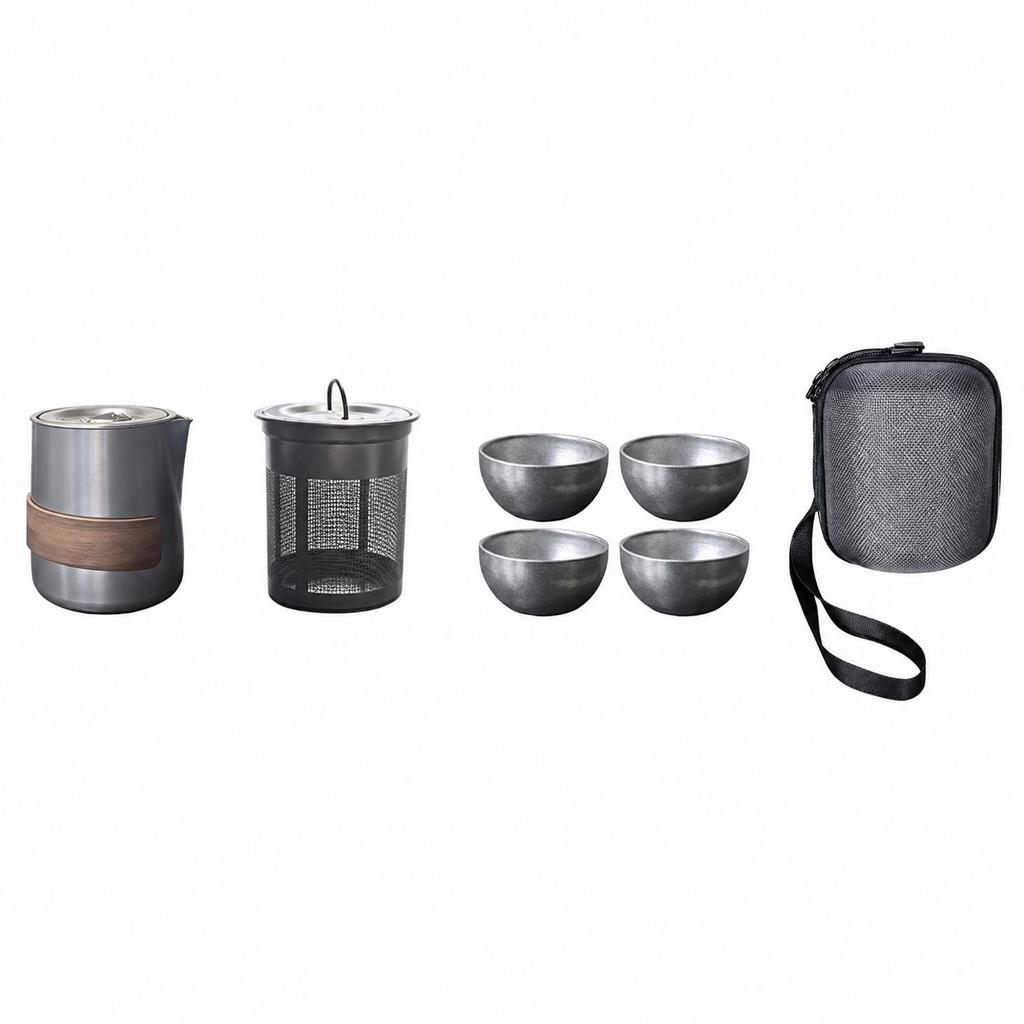 Portable Travel Tea Set with Infuser Lightweight for Road Trips, Camping