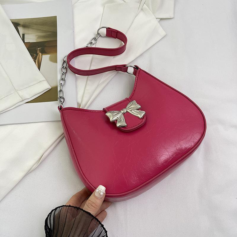 

2025 spring and summer popular fashion Internet celebrity women chain shoulder bag women bow underarm bag versatile women розы красного