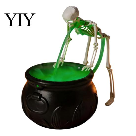 Luz Ambiental Misteriosa para Bar Halloween Caldero de Bruja Máquina de Humo, Generador de Niebla Ultrasónico con LED Brillante, Efecto de Humo Mágico Espeluznante
