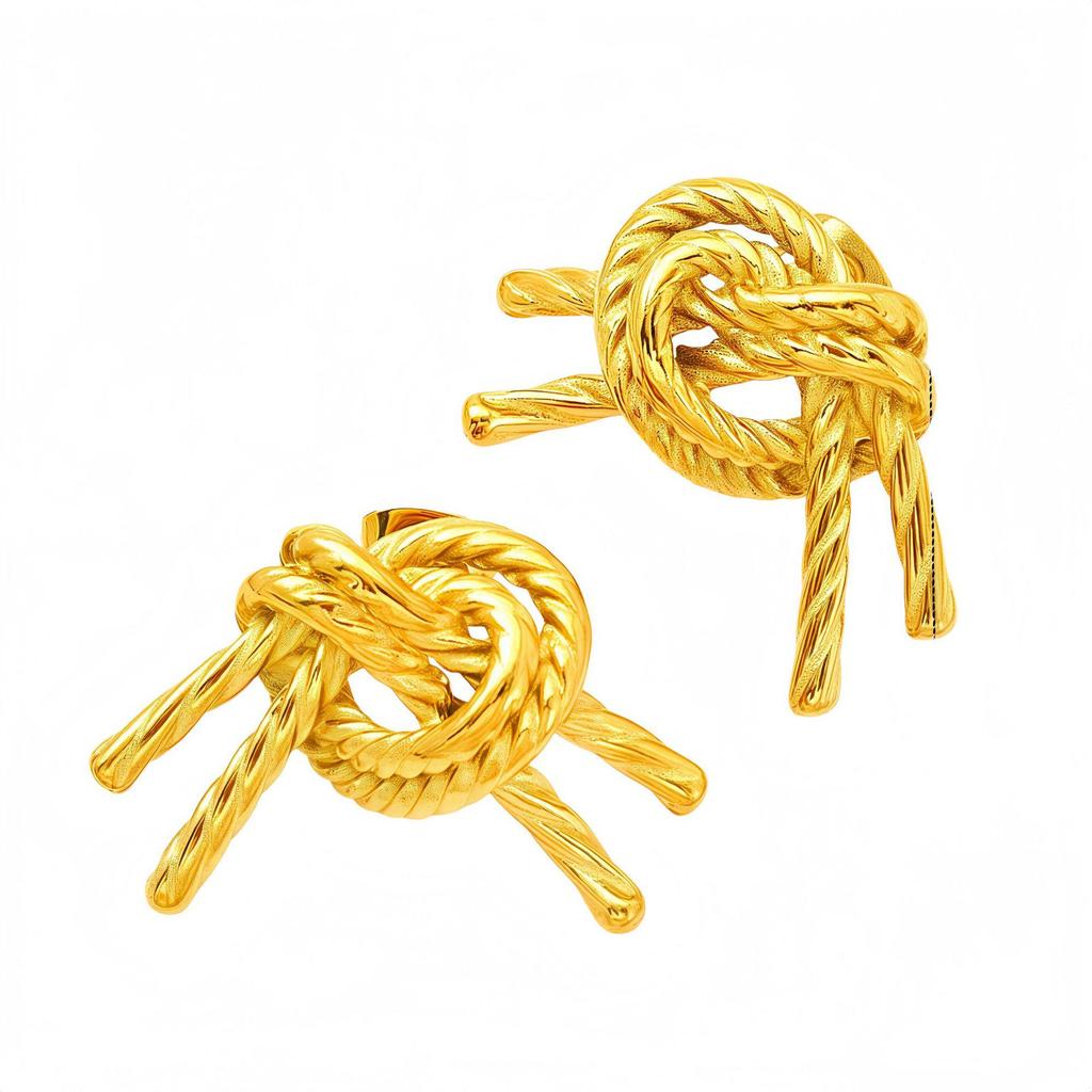 Eur-American Minimalist Gold-Plated Spiral Earrings - Titanium & Stainless Steel, Non-Fading