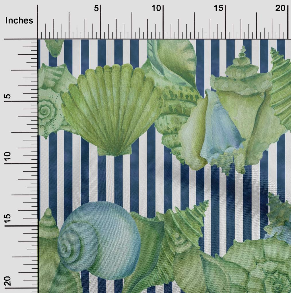 oneOone Cotton Flex Green Fabric Sea Shells Ocean Sewing Material Print Fabric By The Yard 40 Inch