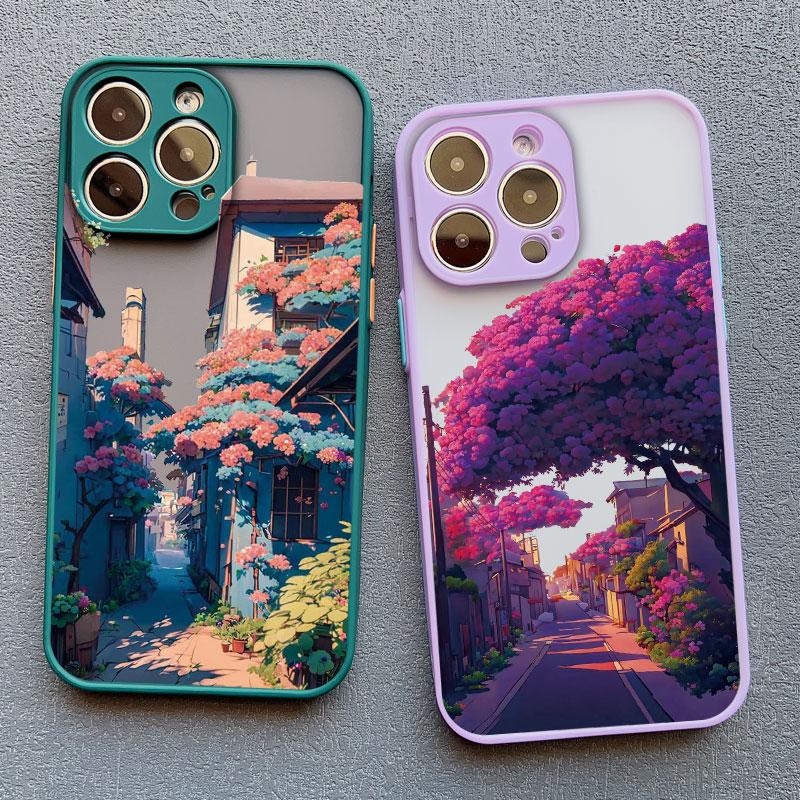 Japanese Aesthetic Tokyo City Street Scenery Phone Case For iPhone 16 11 15 Pro Max 13 12 Pro Max Mini 14 7 8 Plus XS X XR Cover