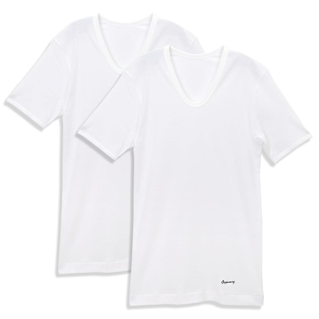 Angle Men's Asamery U-Neck T-Shirt, White, Size M
