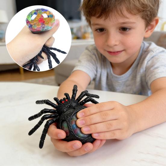 Spider Squeeze Toy Realistic Stress Relief Fidget Toy Soft TPR Toy with Colorful Beads Inside Prank Fun Halloween Gifts