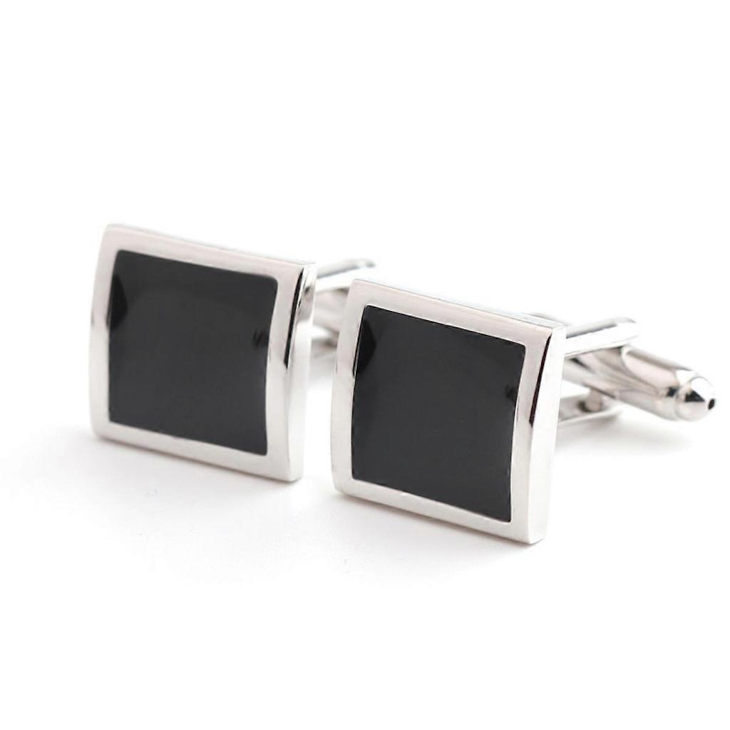 1 Pair Man's Shirt Studs Black Paint Squared Cufflinks for Business Wedding Party