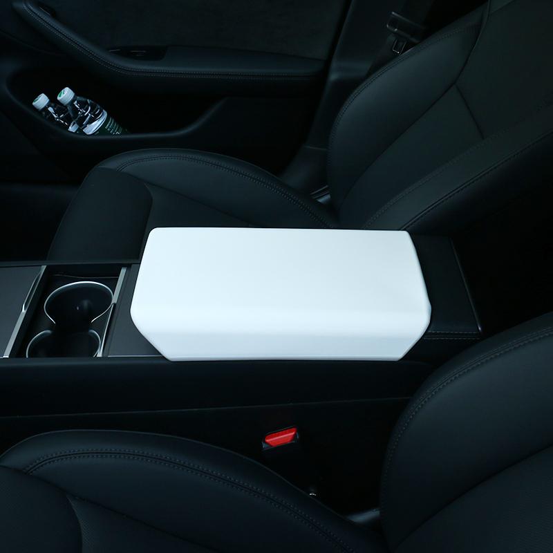 For 2024 Tesla Model 3 Accessories Armrest Protector Box Cover White Soft TPE Center Console Panel Pad Model 3 Highland