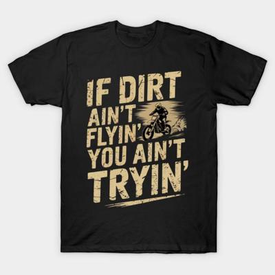 Men Black Print T-shirt Dirt Bike Riding - Mx Motocross Rider Supercross No-Cut Transfer Paper Print Cotton Tshirt
