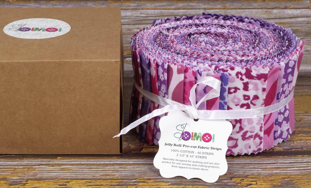 Soimoi 40 ks Bavlněné předřezané látky s potiskem zvířat na patchwork a řemesla, proužky 2,5 x 42 palců, Jelly Roll -