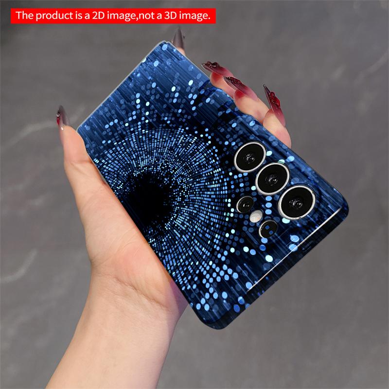2DFlat Samsung phone case Blue Digital Spiral Dot Pattern Phone Case Applicable to Galaxy S22 S23 S24 S25ULTRA S26 A12 A13 A14 A15 A16