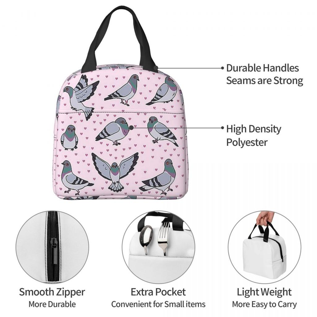 Cute Cartoon Pigeons Pack Insulated Lunch Bag for Women Children Portable Food Boxes Thermal Lunch Box Tote