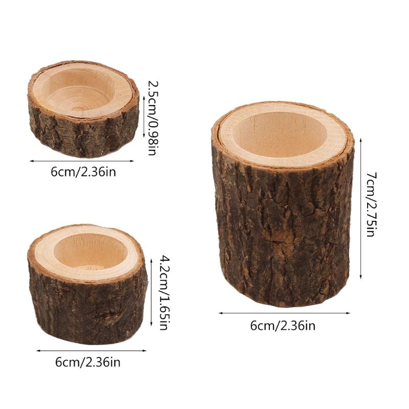 Candle Holder Wood Color Candle Stand Table Decoration Valentine's Day Wedding Home Decor Aesthetics 3PCS