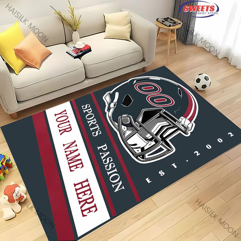 

New Product! Personalized Custom Football Carpet with Name Number,Customized Sports Mat for Fans Living Room Bedroom Balcony Mat 40x60cm (16x24in)