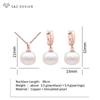 Fashion Round Rectangle Simulated-pearl Bead Drop Earrings Jewelry Sets For Women Rose Gold Color Necklace