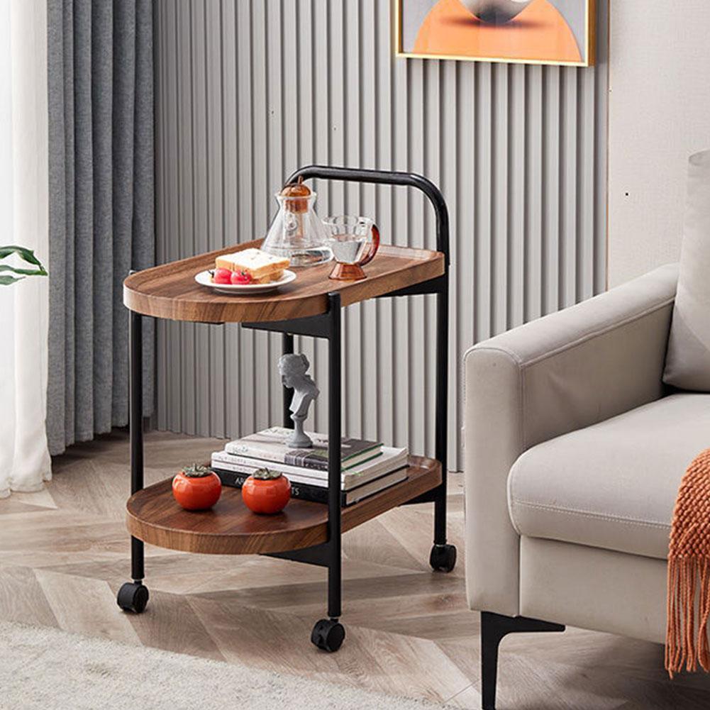 Walnut Wood Nordic Corner Table Large Capacity Movable Small Desk Wear Resist Storage Shelf for Reading Book Tea Vase