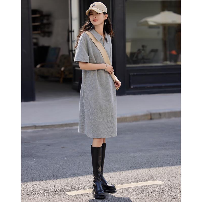 Demana Waffle Knit Polo Collar Short Sleeve Dress