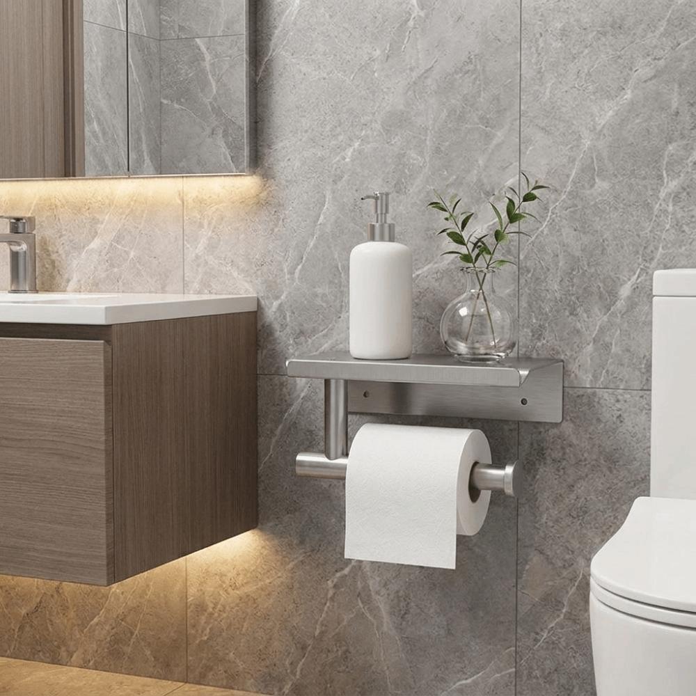 Wall Mounted Stainless Steel Toilet Paper Holder Self-Adhesive Paper Towels Holder  Indoor Use