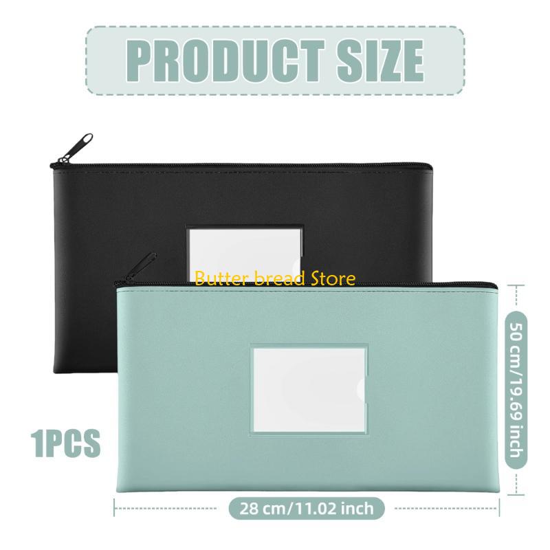 W89C Office File Organizers Waterproof PU Card Slot Clear Front for Professional Use
