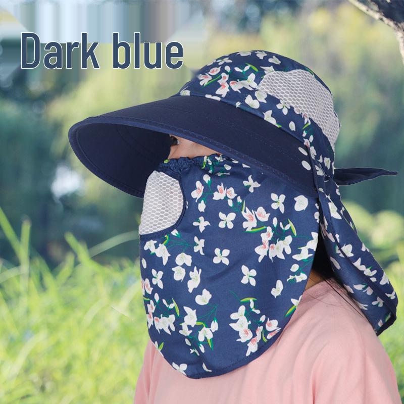 Women's Floral Wide Brim Sunshade Hat with Face & Neck UV Protection - Breathable for Outdoor & Tea Picking Activities