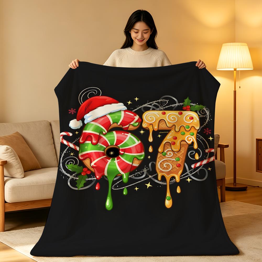 Art N-Number S-Six S-Seven Throw High-Density Short Plush Blanket Soft Skin-Friendly for Sofa Nap Air-Conditioned Room