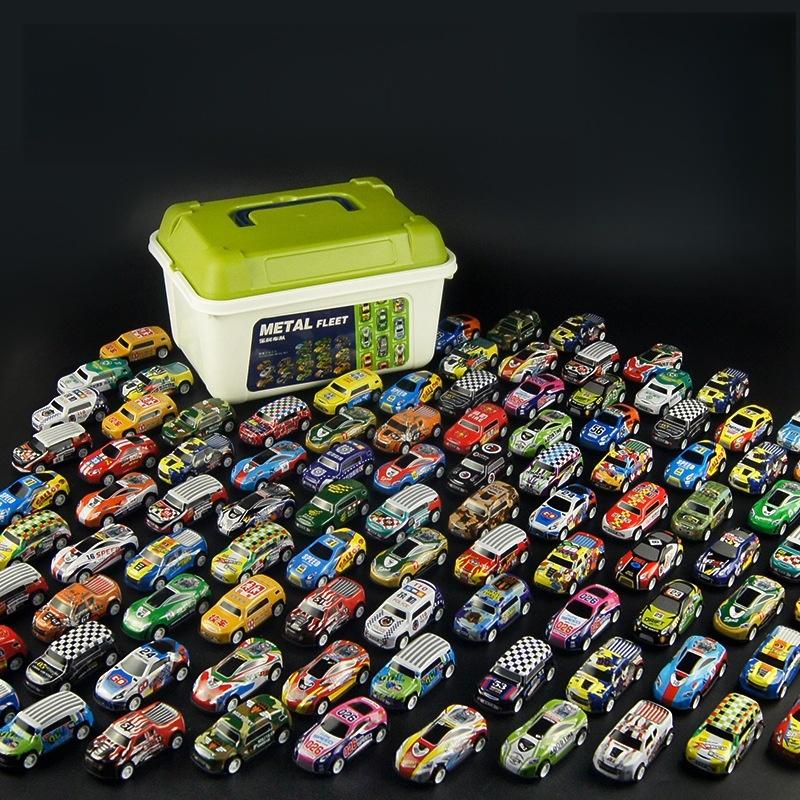 10/30/50Pcs Random Mini Alloy Car Model Diecast Cars Toys With Storage Box Christmas Gift For Kids Sliding Inertia Vehicle Toys