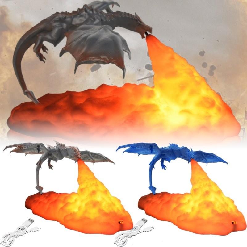 Printed Usb 3d Fire Breathing Dragon Shape Lamp Night Light Decoration Room