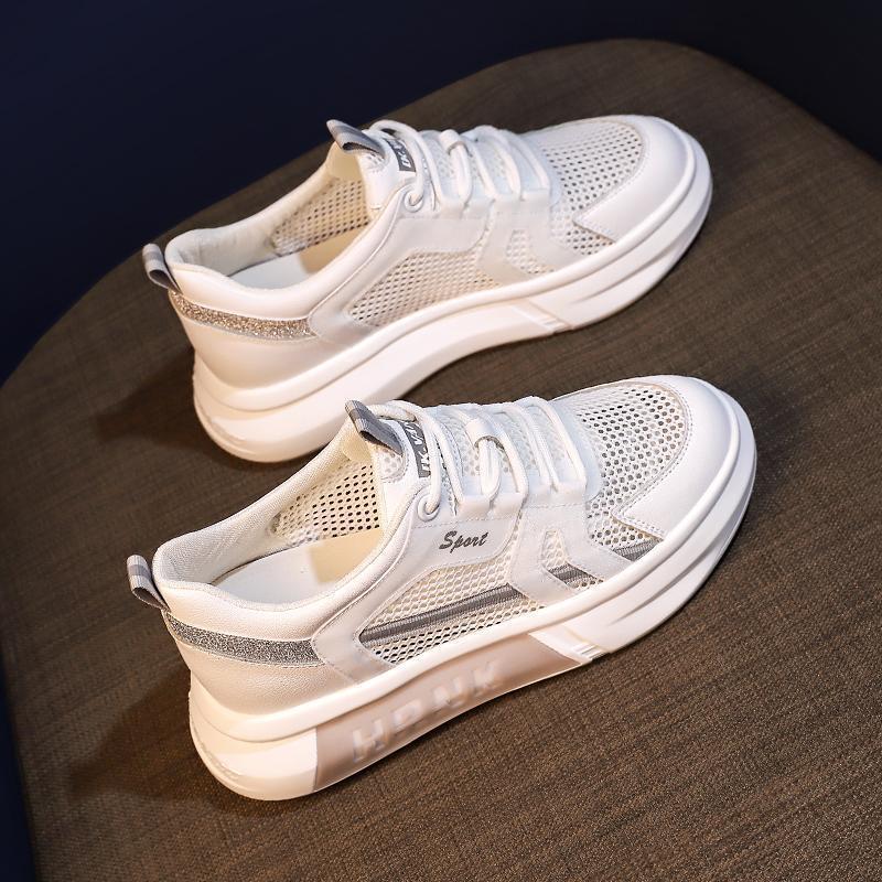 

2025 new summer shoes women s platform mesh breathable sports casual board shoes casual versatile 35 серый