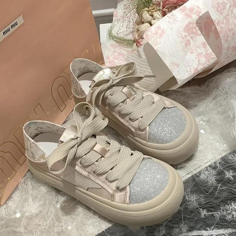Fashion New Arrival 2025 Sequins Women's Sneakers Shoes Fashion Trends Deals Y2k Daily Routine Designer Luxury On Offer Ladies Footwear
