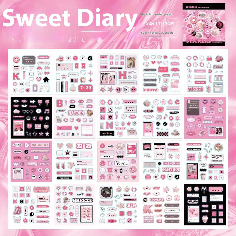 20 Sheets Mini Deco English Cutting-Free Handbook Daily Quotes Series Cut Film Sticker Book Diy Decorative Material Decals