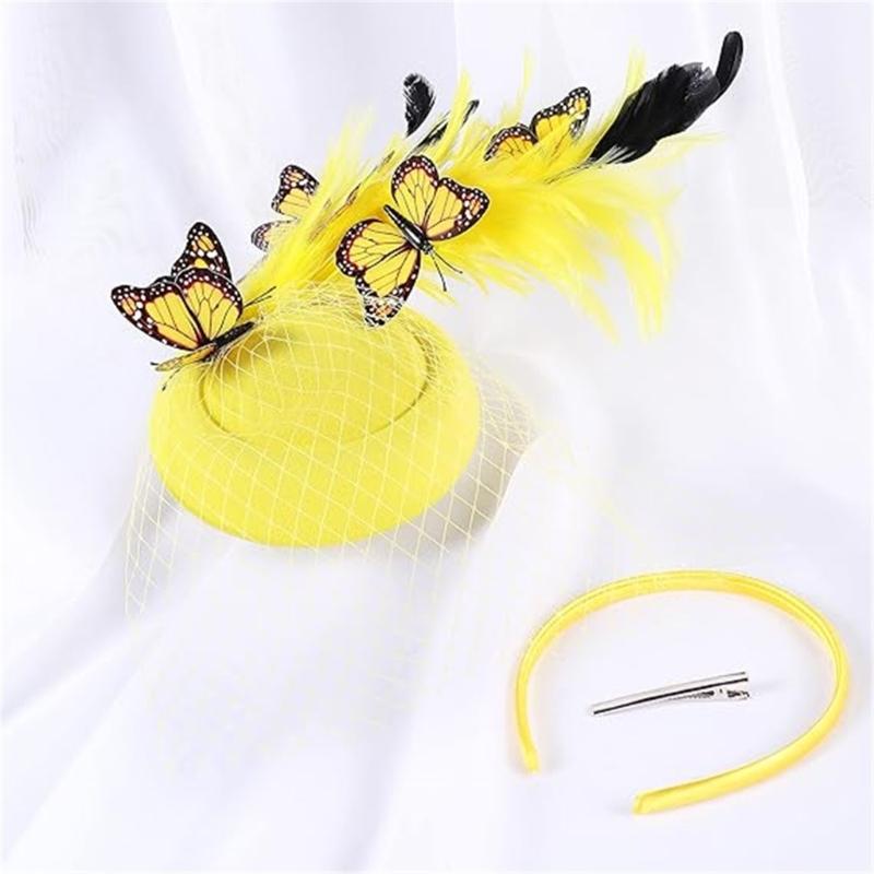 Medieval Style Hair Clip for Ladies Taking Photo Felt Hat Decors Hairband 1920s Style Hair Barrettes for Woman Girls