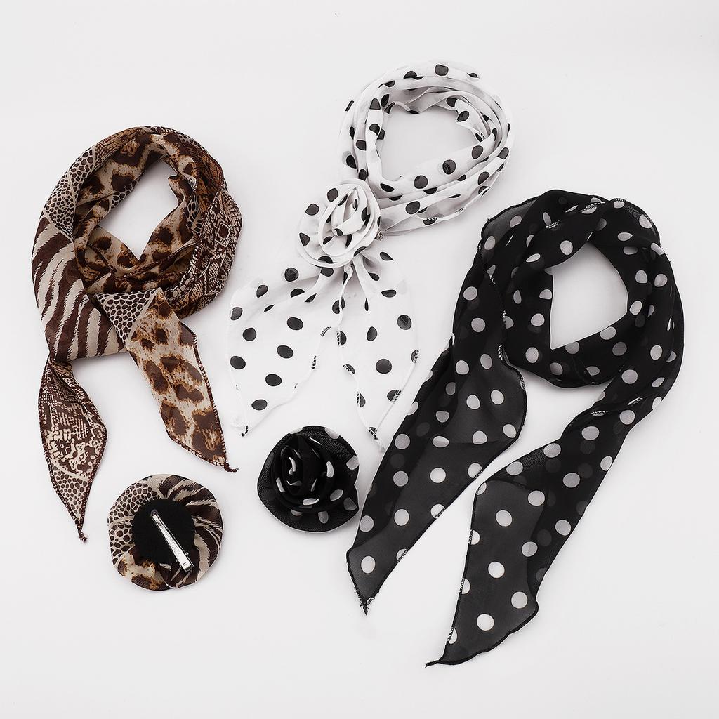 New Long Scarf High Grade Leopard Print Polka Dot Rose Fashion All Match Scarf Neck Decoration