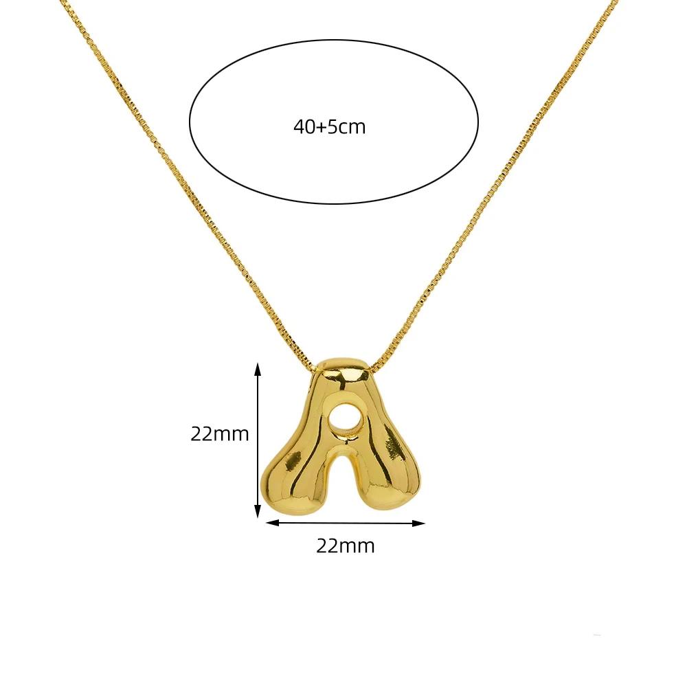 Colier inițial din oțel inoxidabil de culoare aurie pentru femei, fete, coliere cu pandantiv cu scrisori cu bule, la modă, bijuterii, cadou