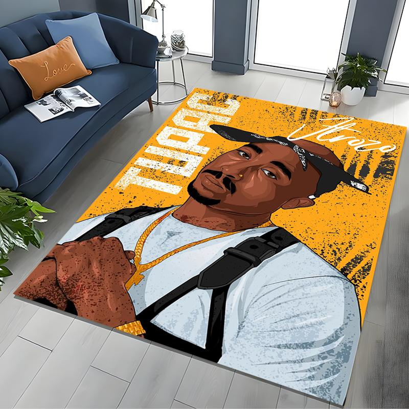 Tupac 2pac Rapper Eminem Hip Hop Rap God Art Rug for Bedroom Living Room Sofa Home Doormat Decor, Large Kids Non-slip Floor Mat