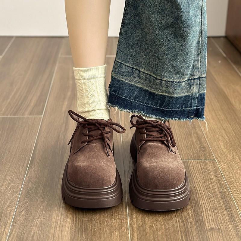 

Maillard small leather shoes women s American retro single shoes platform big head loafers British brown comfortable and versatile 40