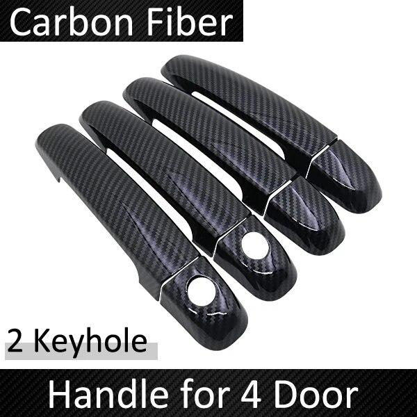 Black Carbon Fiber Door Handle Cover for Suzuki Splash 2007~2014 2009 2010 2011 2012 2013 Accessories Stickers Trim Set Chrome