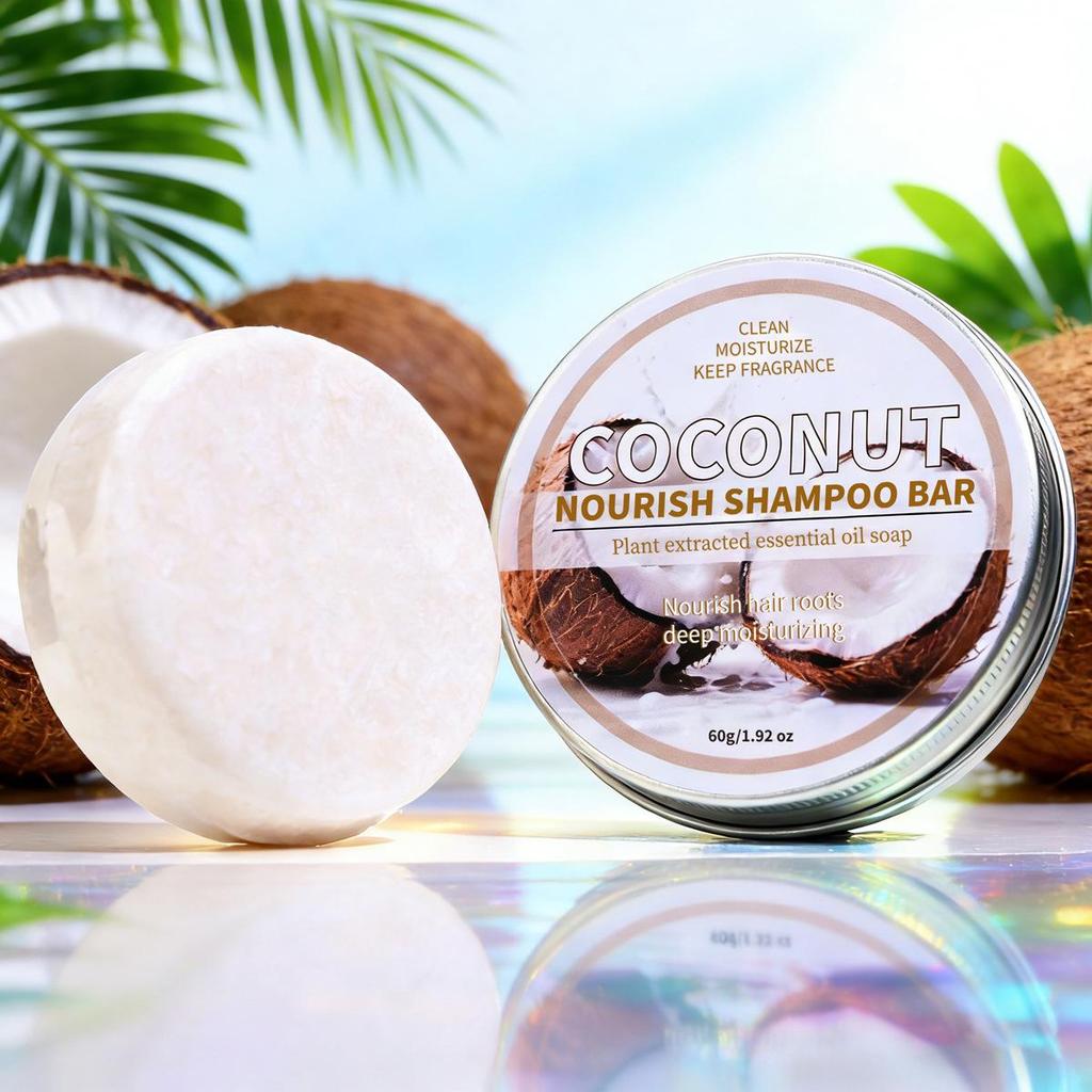 Kokosnuss & He Shou Wu Ginseng Bambuskohle Shampoo-Seife mit ätherischen Ölen & Zypressenblatt
