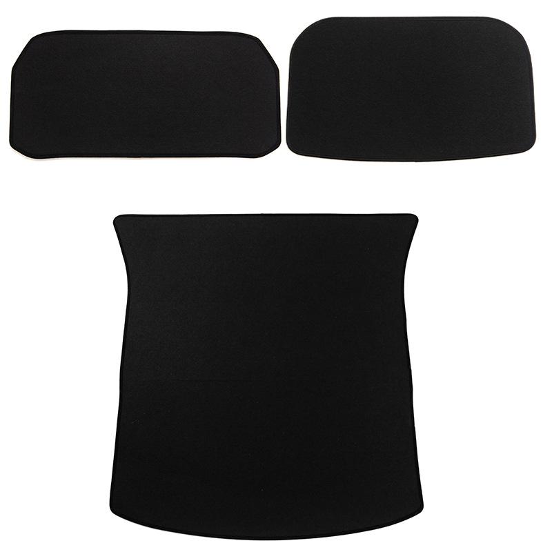 Tesla Model Y Wildleder Kofferraummatten - Originalstil, Doppelschicht für vorderen und hinteren Kofferraum