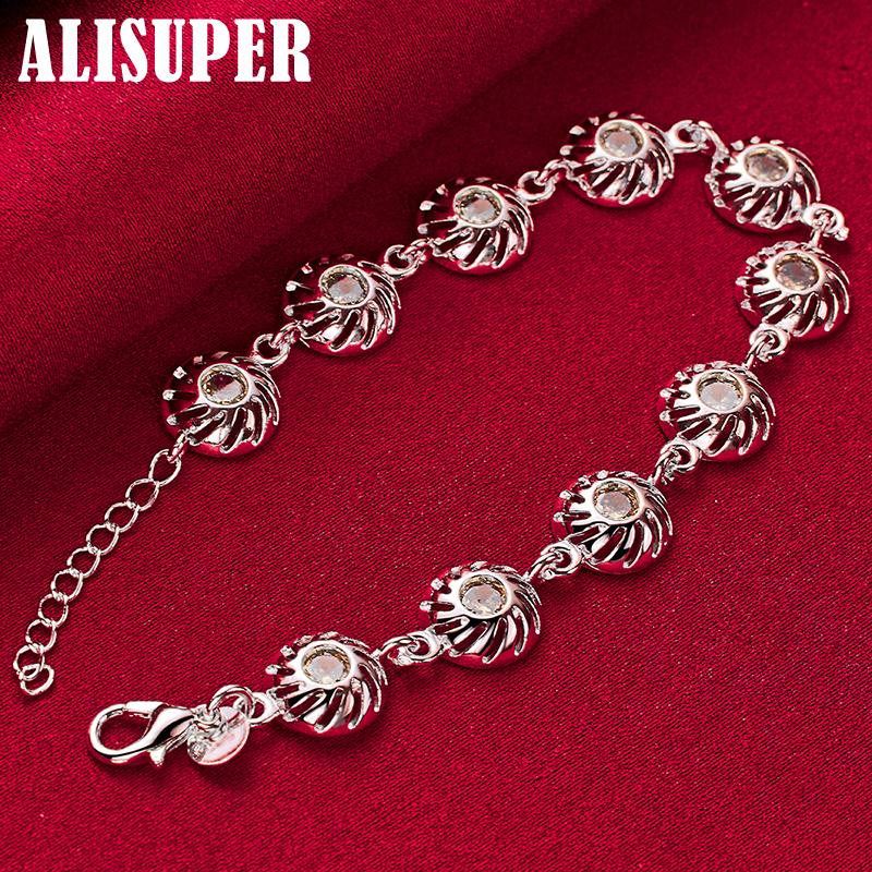 925 Sterling Silber runder AAA-Zirkon-Kettenarmband-Schmuck