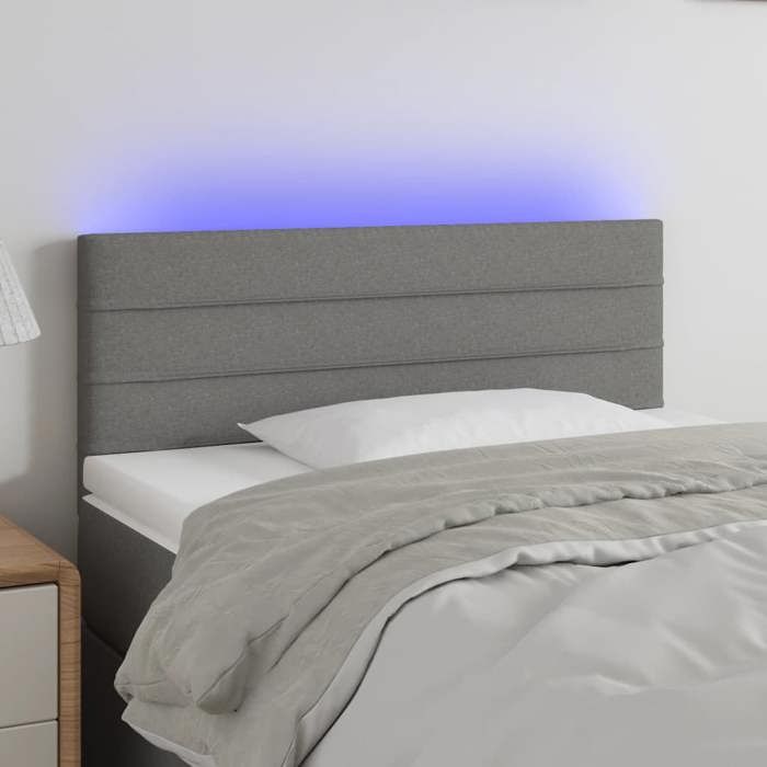 VidaXL Tête de Lit à LED Meuble de Chambre à Coucher Accessoire de Lit Simple Tête de Cadre de Lit Intérieur Gris Foncé 3121735