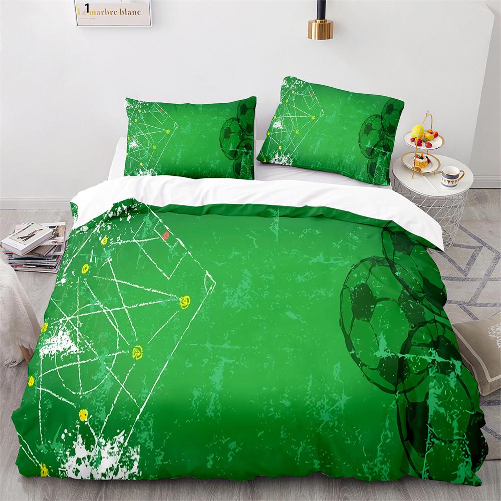 Soccer Duvet Cover Set Football Sport Black White Polyester Comforter Cover King Queen Size For Kids Boys Girls Teen Bedding Set