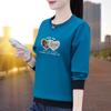 Women's Crewneck Sweatshirt Spring and Autumn Style Middle-aged Long-sleeved Loose Love Base Shirt Top
