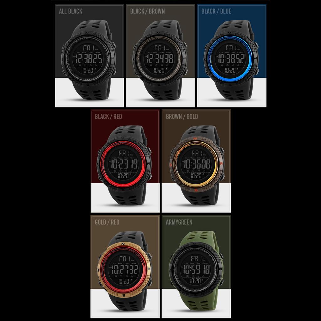   Men Sports Watches Countdown Double Time Watch Alarm Chronograph Digital Wristwatches 50M Waterproof Relogio Masculino