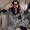 Korean Style Casual Long Sleeve Striped Pajamas for Spring/Autumn, Versatile Homewear with Fashionable, Relaxed Look.
