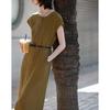 Elegant Summer Cap-Sleeve Cinch-Waist Dress