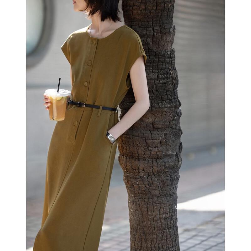 Elegant Summer Cap-Sleeve Cinch-Waist Dress S