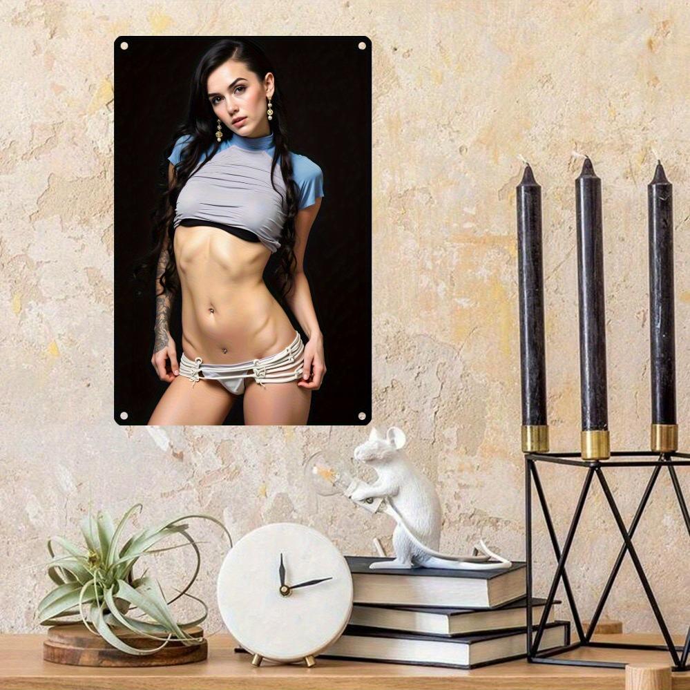 Sexy Female Body Metal Tin Wall Art 8X12 Inch  HighQuality Iron Decor No Power Needed Hanging Art for Home Office Cafe Bar