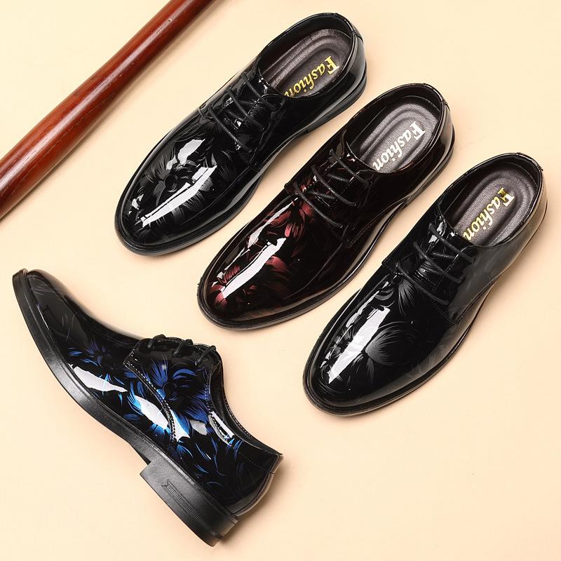 New Men's Spring and Autumn Large Size Foreign Trade Fashion Lace-up Korean Version British Pointed Dress Leather Shoes Large Size Shoes