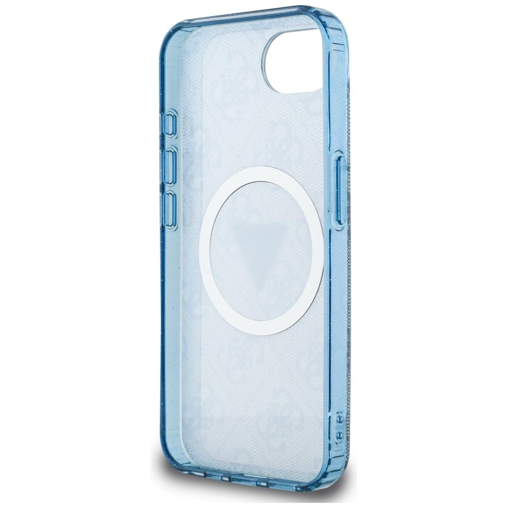 Etui Guess Iml Metal Glitter 4G Circle   Triangle Magsafe Do Iphone 16E Niebieski