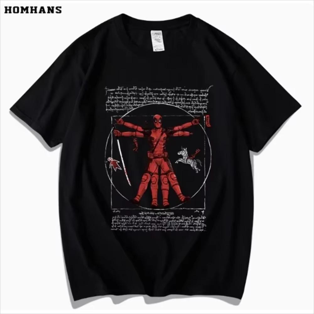 Men's T Shirt for Men Short Sleeve 100% Cotton DEADPOOL Print T-shirt Deadpool movieS.H.I.E.L.D. Agents Revenge League