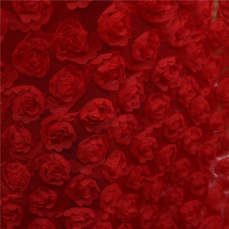 1 Yard Rose Flower Tulle Mesh Fabric Stretch 3D Rose Embroidery Designer Fabric DIY Sewing Wedding Party Dress Background Decor
